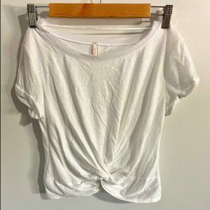 Free People Movement Twisted Front Crop Shirt, White, Size S